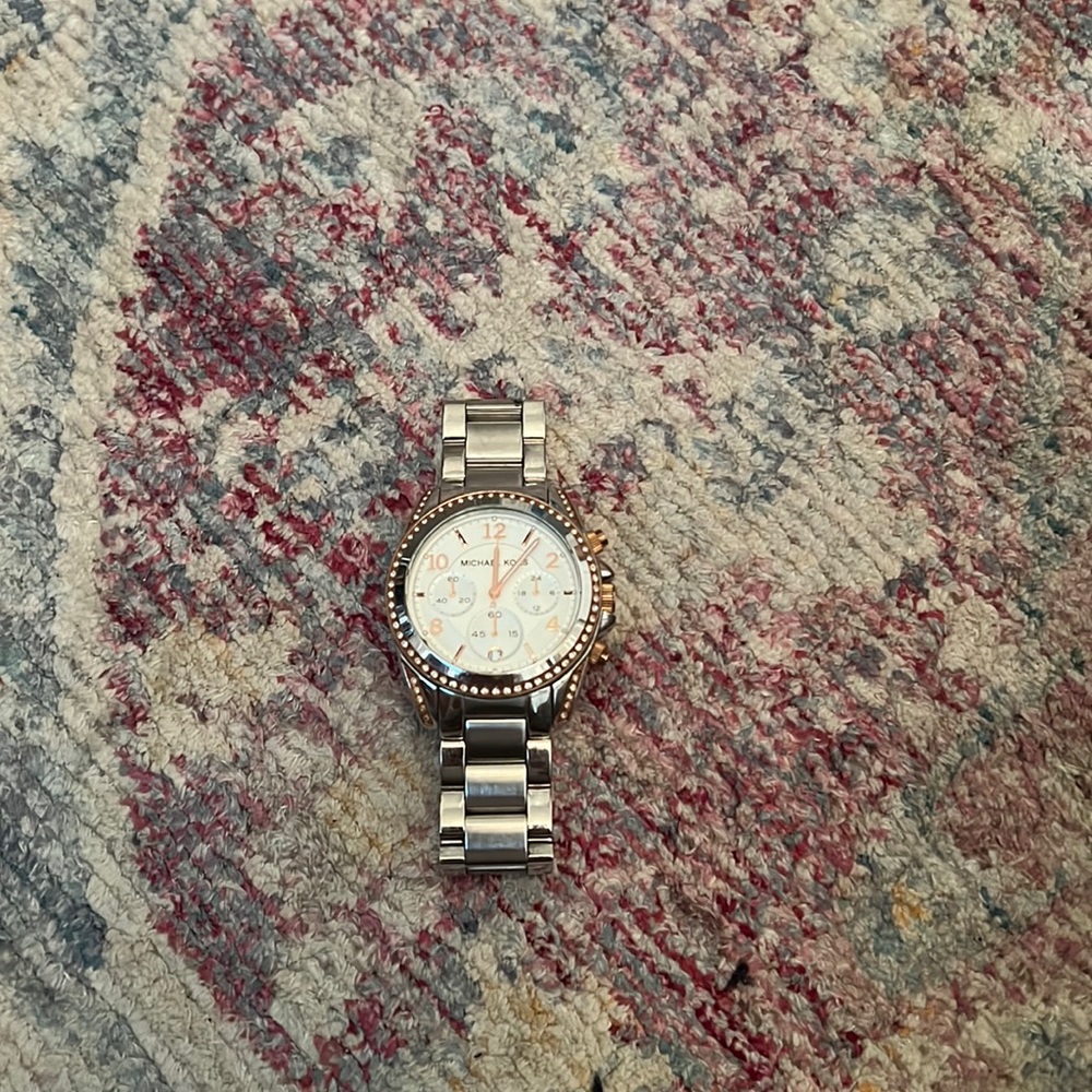 Silver and rose gold michael kors mk watch. worn